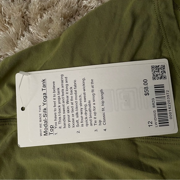BNWT Lululemon modal silk yoga tank - Picture 4 of 6